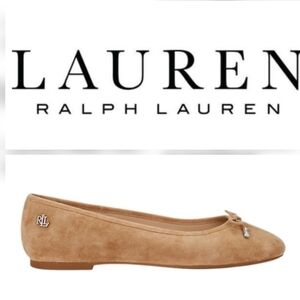 Ralph Lauren Jayna Elegant Camel Suede Ballet Flats